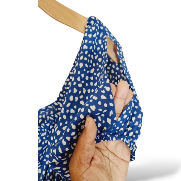 Moon River Women's Blue Dot Midi Tiered Dress sz XSmall - Picture 4 of 9